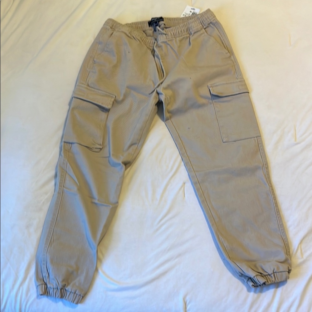 Forever 21 Tan Cargo Pants with Elastic Cuffs